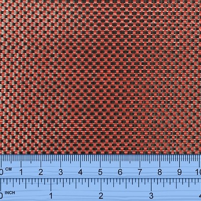 Carbon Fibre/ Red Kevlar - plain weave 183g - 1m wide