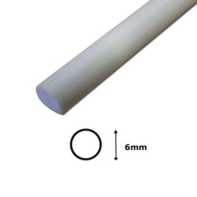 White Polyester Fibreglass Rod - 6mm dia