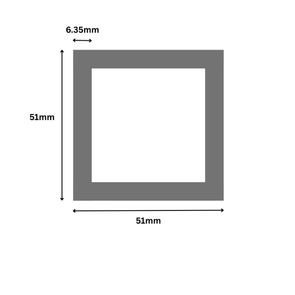 GRP Box Section 51mm x 51mm x 6.35mm - Iso Grey