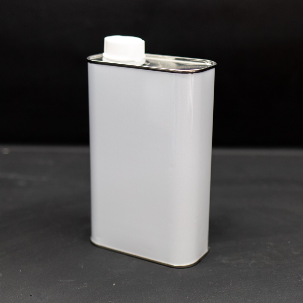 1 L White Rectangular UN Approved Tin Plain Interior - 32mm Flexspout