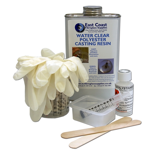 Water clear store polyester resin