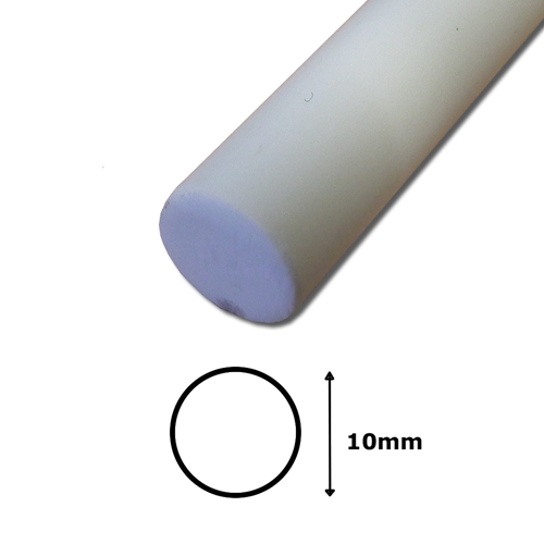 White Polyester Fibreglass Rod - 10mm dia