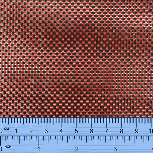 Carbon Fibre/ Red Kevlar - plain weave 183g - 1m wide