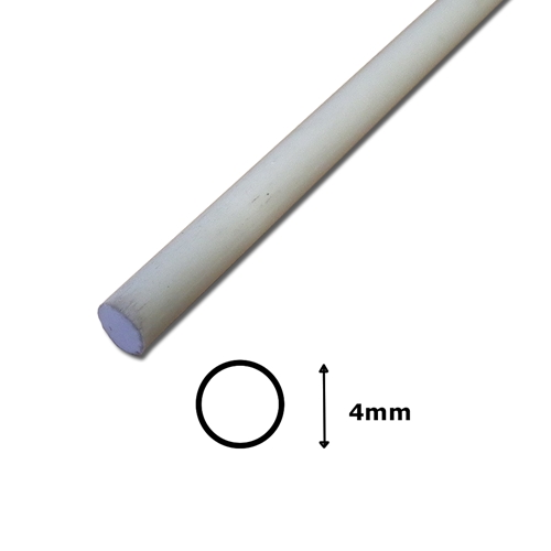 White Polyester Fibreglass Rod - 4mm dia