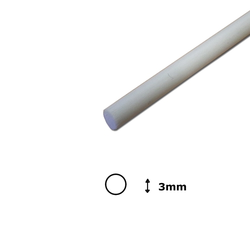 White Polyester Fibreglass Rod - 3mm dia