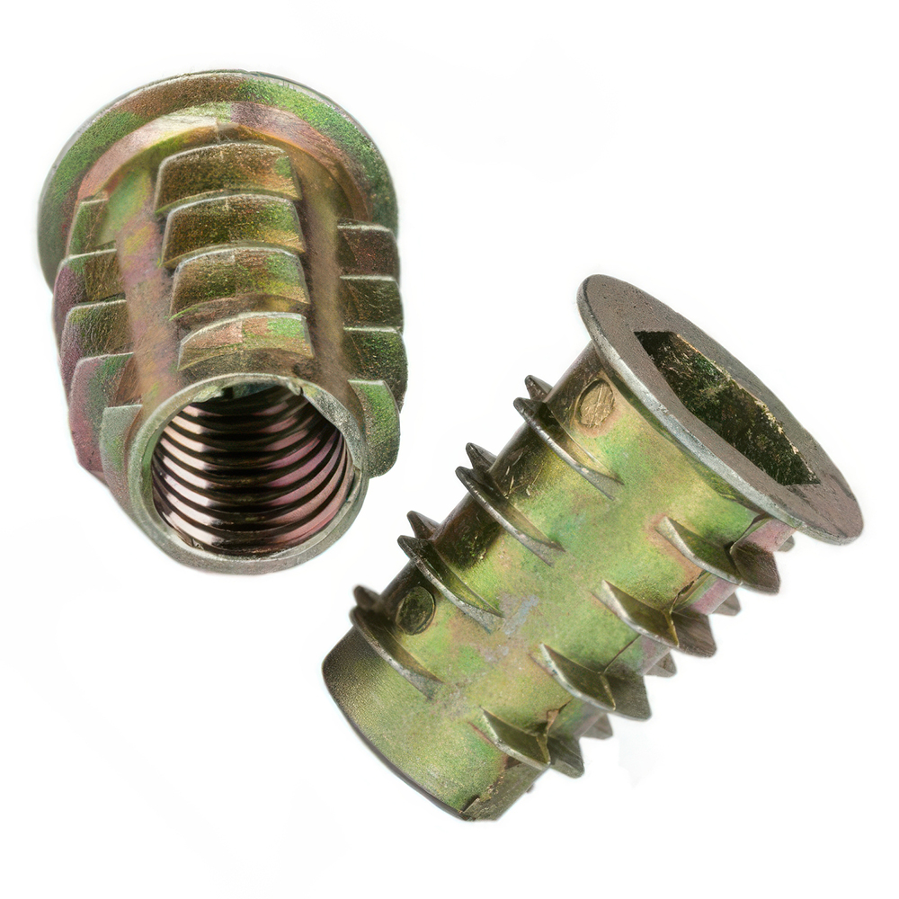 Zinc Alloy Threaded Inserts for Soft Wood - M6 x 13mm