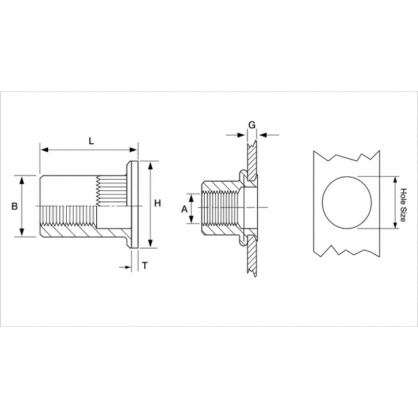 A4 Stainless Steel Rivet Nuts Reduced Head - M10 x 17.7mm